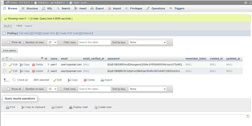 seeder table output