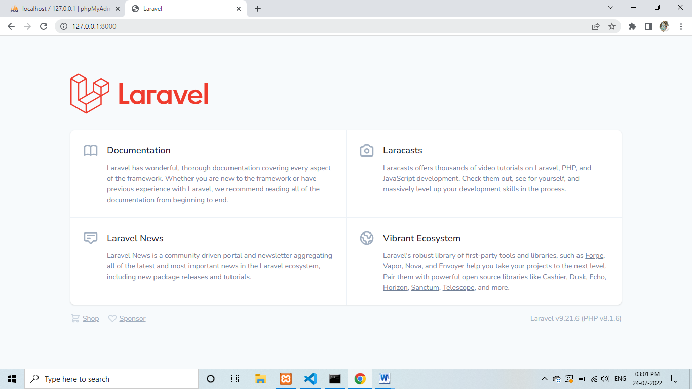 create laravel project