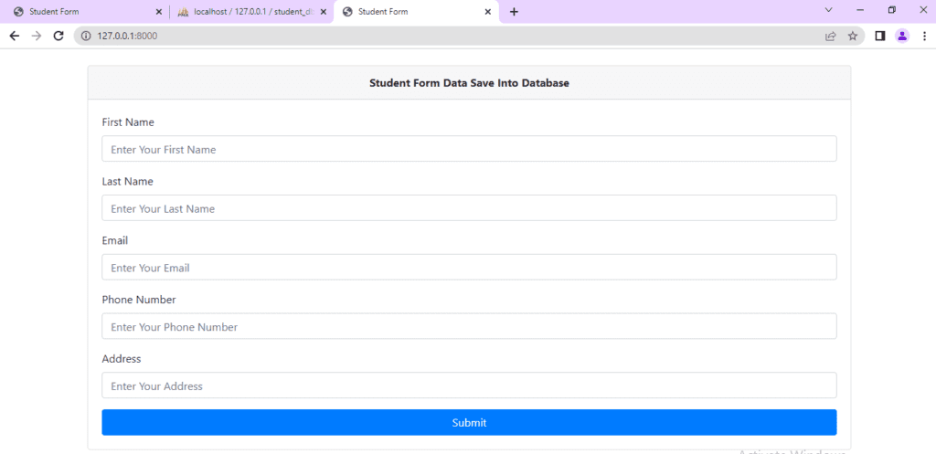 save data submit form